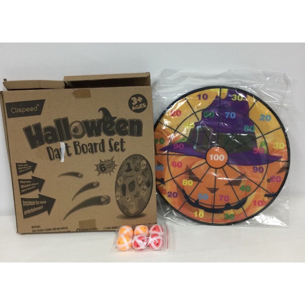 Halloween Dart Board Game Set Party Double Sided Sticky Balls Kid Friendly